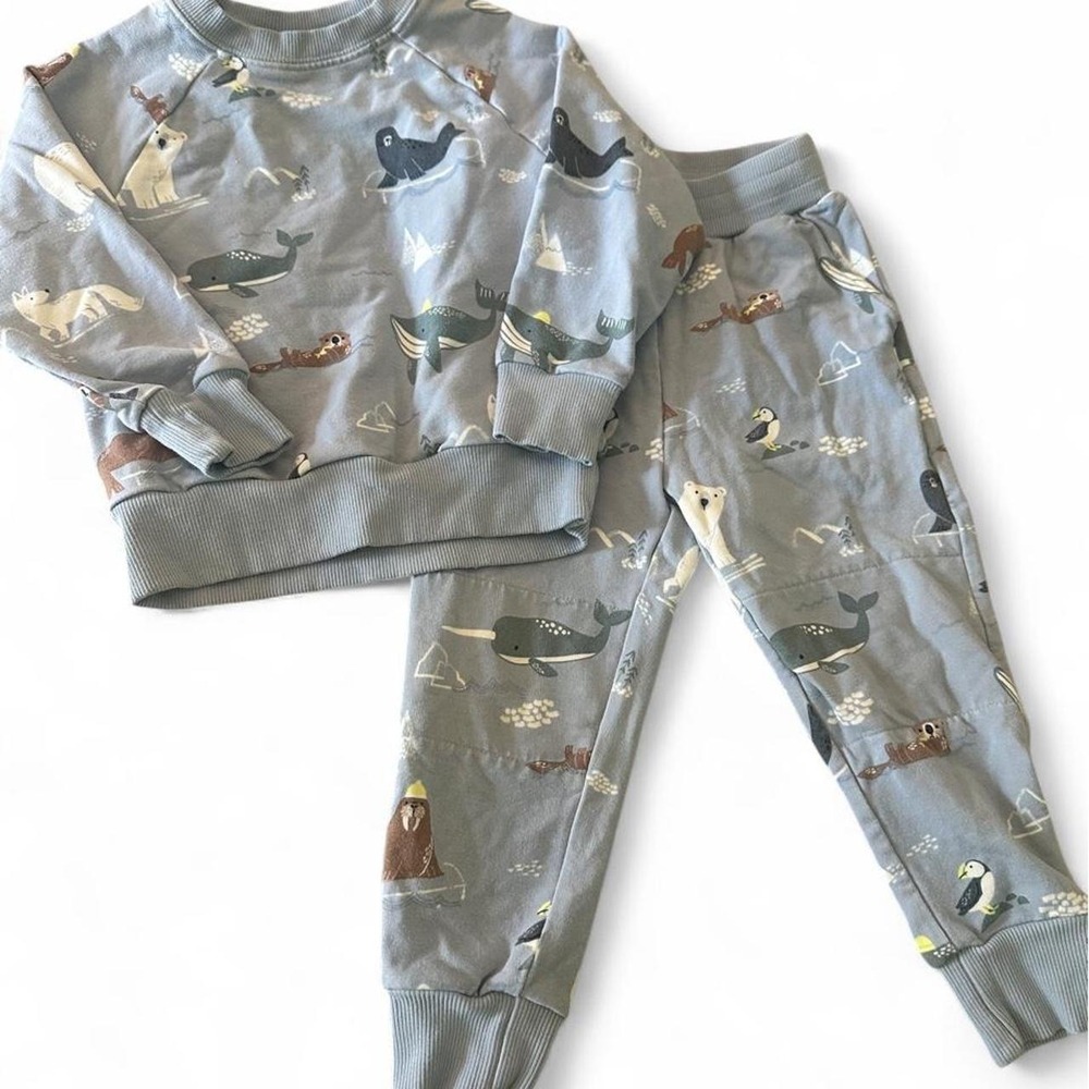 Little Sleepies Jogger Set Kids 2T Arctic Animals Blue Bamboo Viscose Lunaluxe